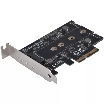 Silverstone SST-ECM27 M.2/SATA-sovitinkortti, PCIe 4.0, 1x M-Key, 2x SATA 6G - Low Profile