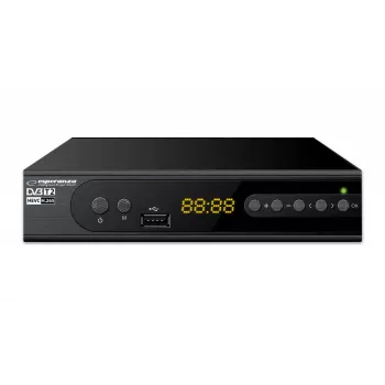 Digiboksi ESPERANZA EV106R kaapeliviritin DVB-T2 / DVB-C HEVC H.265, HDMI, USB, PVR, Dolby Digital, 174–790 MHz, musta