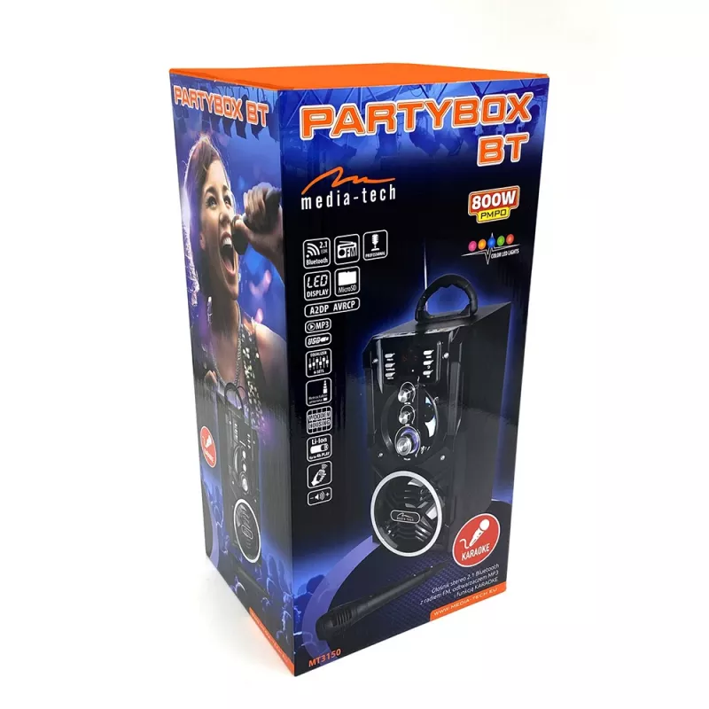 Stereo-kannettava kaiutin Media-Tech PARTYBOX BT MT3150 musta