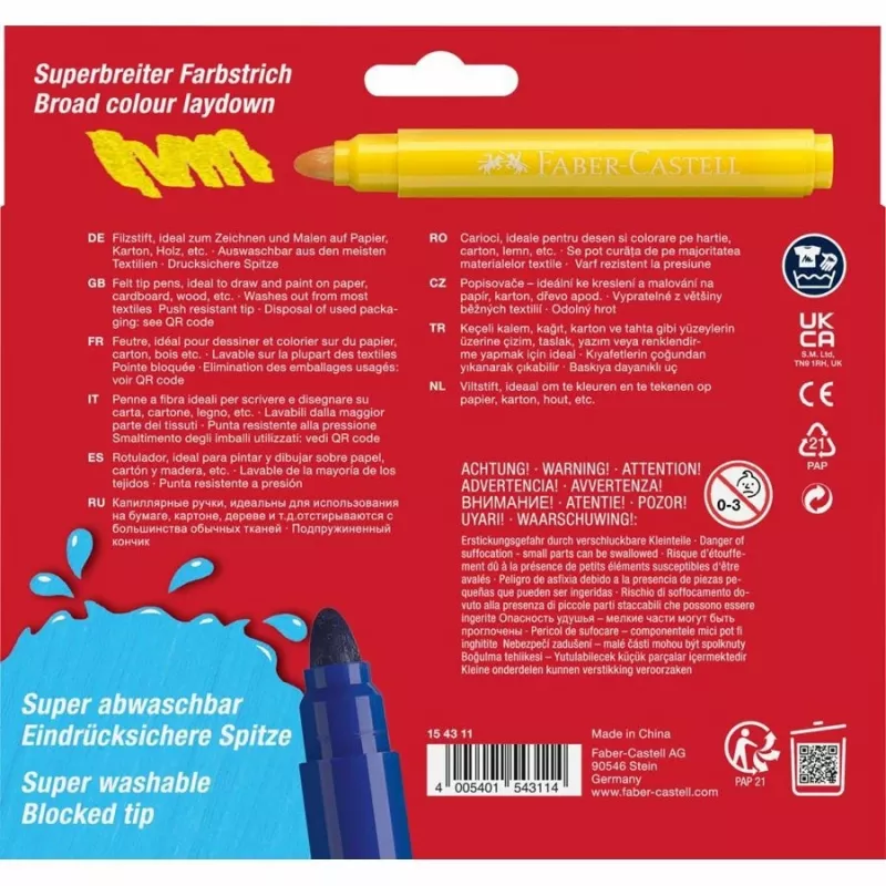 FABER-CASTELL Jumbo Super Washable huopakynä 12 kpl