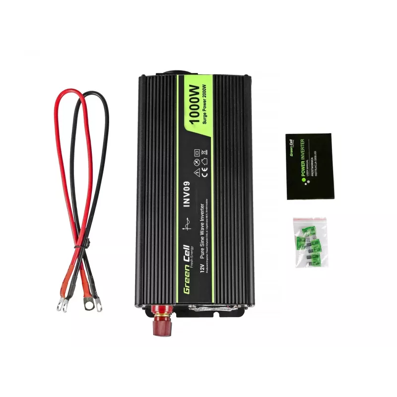 Green Cell INV09 jännitemuunnin auto 1000 W musta