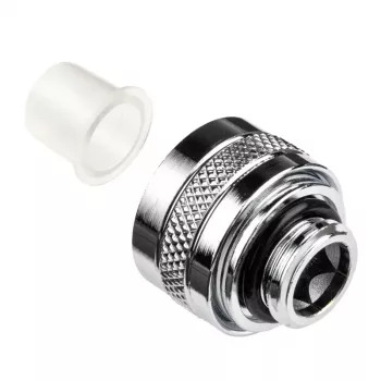 Liitin Alphacool 17470 – messinki-kromi-PC-vesijäähdytysliitin, korkeus 20 mm, paino 23 g