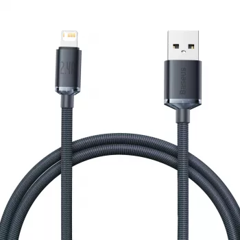 Baseus Crystal Shine kaapeli USB-Lightning, 2,4 A, 1,2 m (musta)