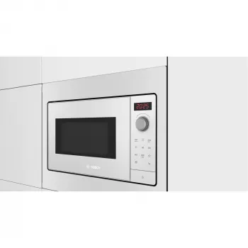 Kalusteisiin asennettava mikroaaltouuni solo Bosch BFL523MW3, 800 W, 20 L, valkoinen, kosketus- ja kiertosäätimet