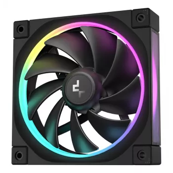 Kotelotuuletin DeepCool FL12 120 mm, PWM, 500–2150 kierr./min, 55 CFM, 2,82 mmH2O, FDB, Multi-LED, musta