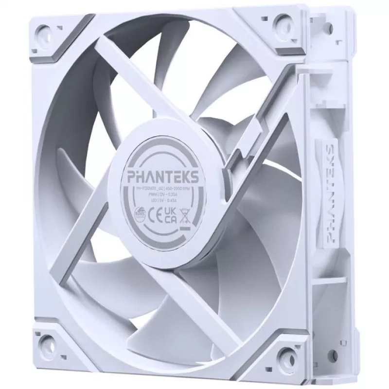 Phanteks M25 Gen2 PH-F120M25R_G2_DWT01 120 mm PWM D-RGB koteloinnin tuuletin käänteisillä lavoilla, valkoinen