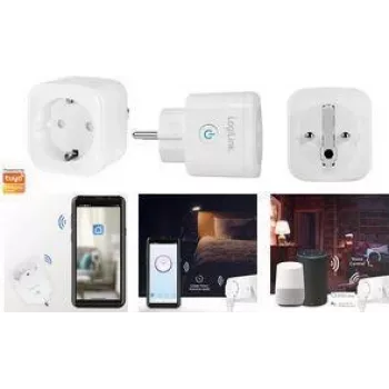Älykäs Wi-Fi-pistorasia LOGILINK SH0101 valkoinen – kaukosäätöinen päälle/pois, sovellusohjaus, yksittäispistorasia