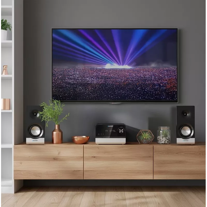 Kotiaudiomikrojärjestelmä BLAUPUNKT MS40.2BT — 2×50 W RMS, Bluetooth, CD, USB, HDMI ARC, optinen tulo, LED-näyttö (musta)