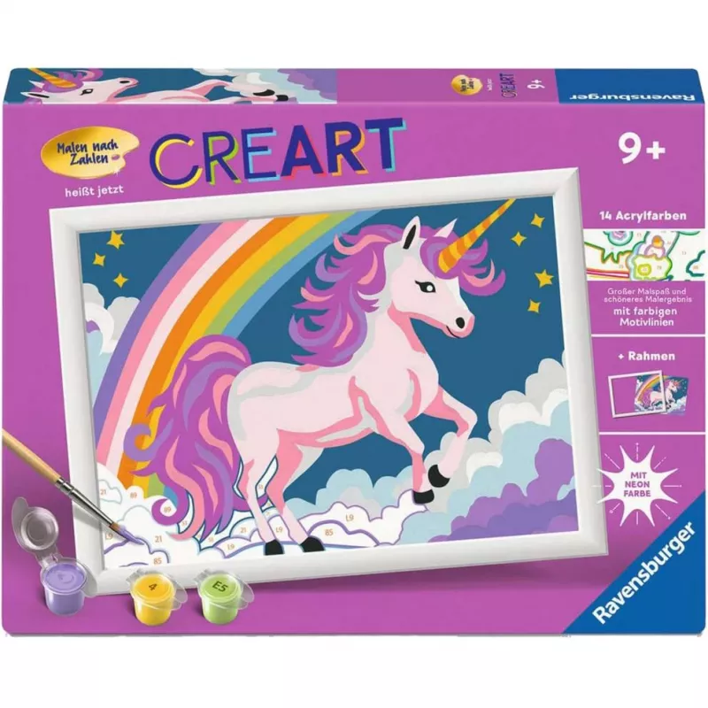 Maalaa numeroilla -sarja Ravensburger CreArt Rosa Einhorn maalaus
