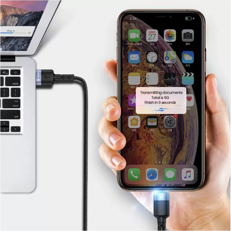 USB-Lightning-datakaapeli Tellur 1,2 m nailon punottu musta