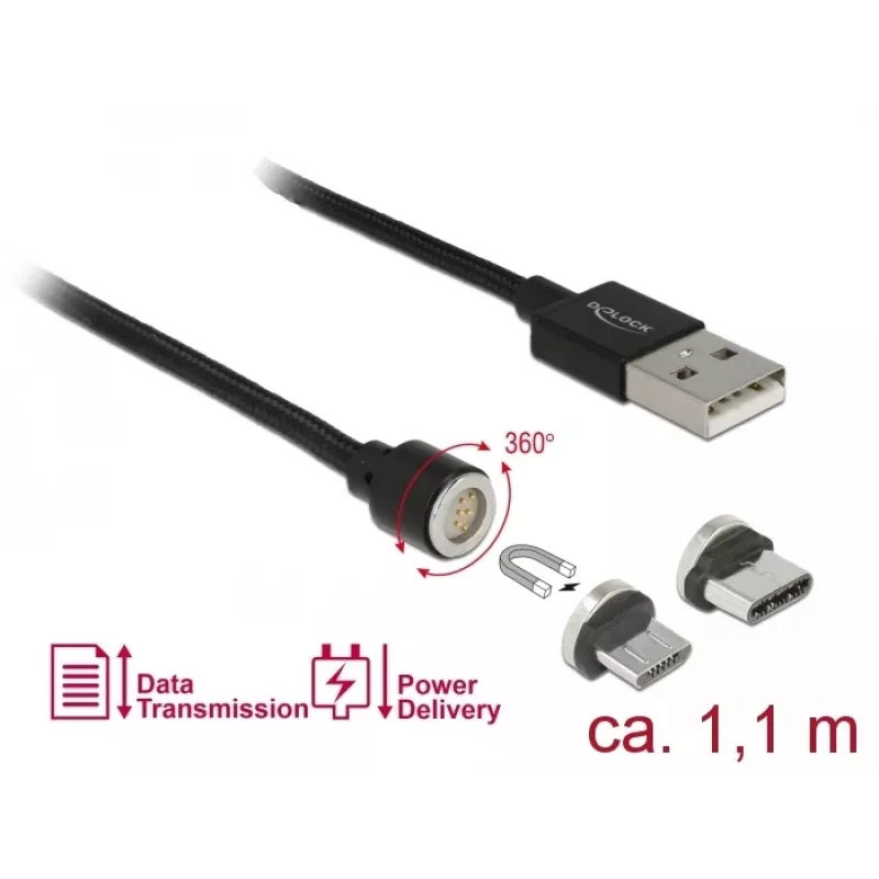 USB-kaapeli DeLOCK 85723 USB 2.0 1,1 m USB A USB C/Micro-USB B musta