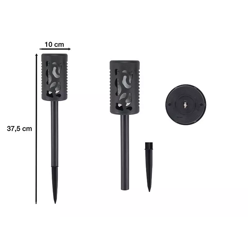 Beper P207ILO101 aurinkokäyttöinen puutarhavalaisin maatapilla, 12 LED liekkiefekti, IP44, musta