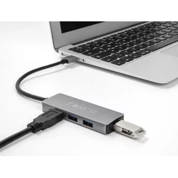 DeLOCK 63171 USB-keskitin 3.2 Gen 1 Type-A 5000 Mbit/s harmaa