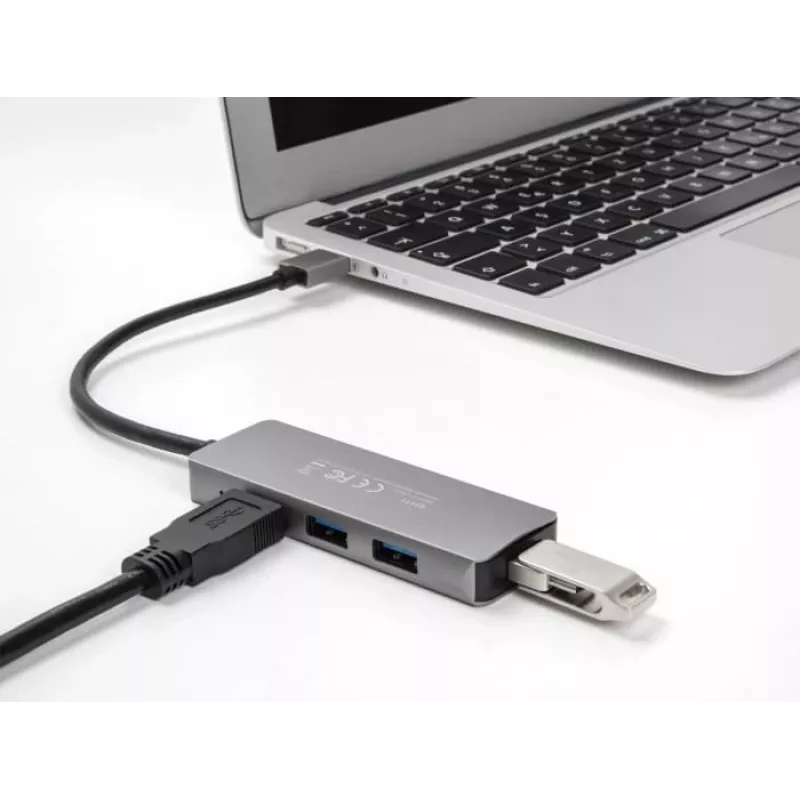 DeLOCK 63171 USB-keskitin 3.2 Gen 1 Type-A 5000 Mbit/s harmaa