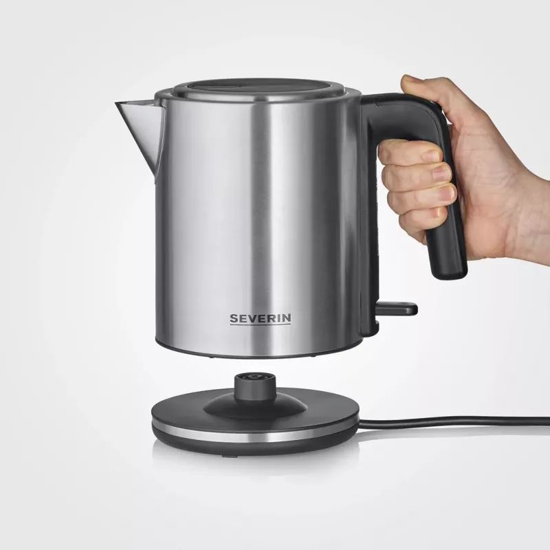 Severin WK 3489 sähköinen vedenkeitin 1 l 2400 W musta, hopea
