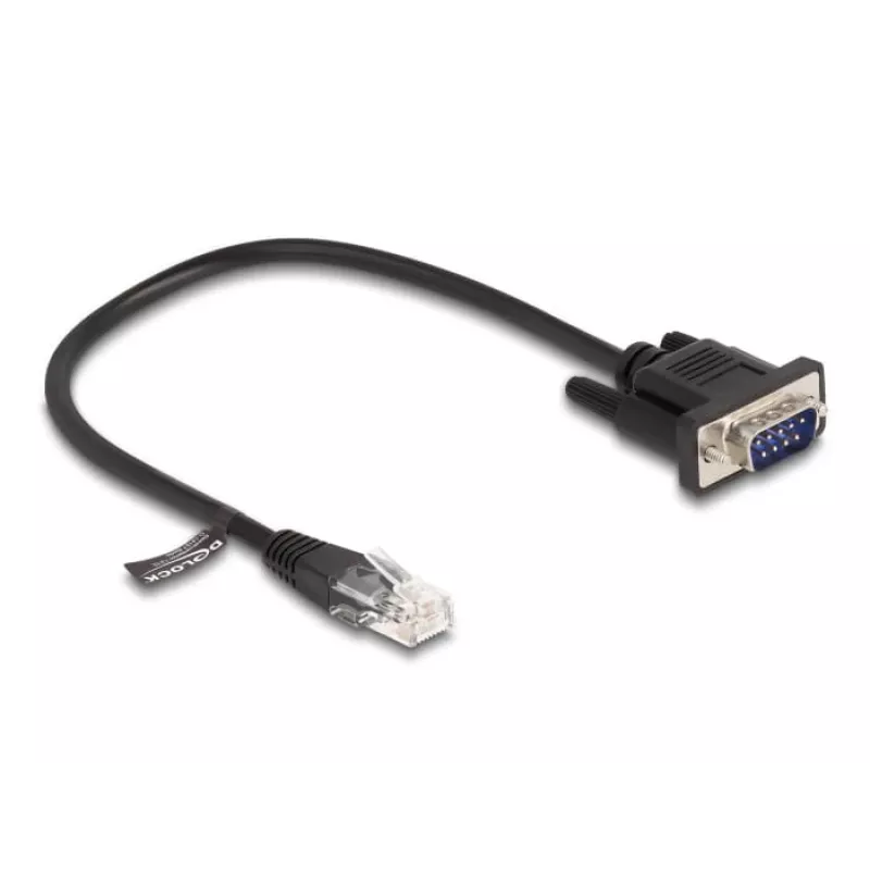 Delock RS-232-sarjakaapeli, RJ45-uros D-Sub 9 -uros, 30 cm, musta