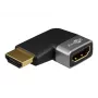 Goobay 72010 HDMI-kulmasovitin 90° vaakasuunnassa, 8K 60 Hz, kullattu, musta/hopea