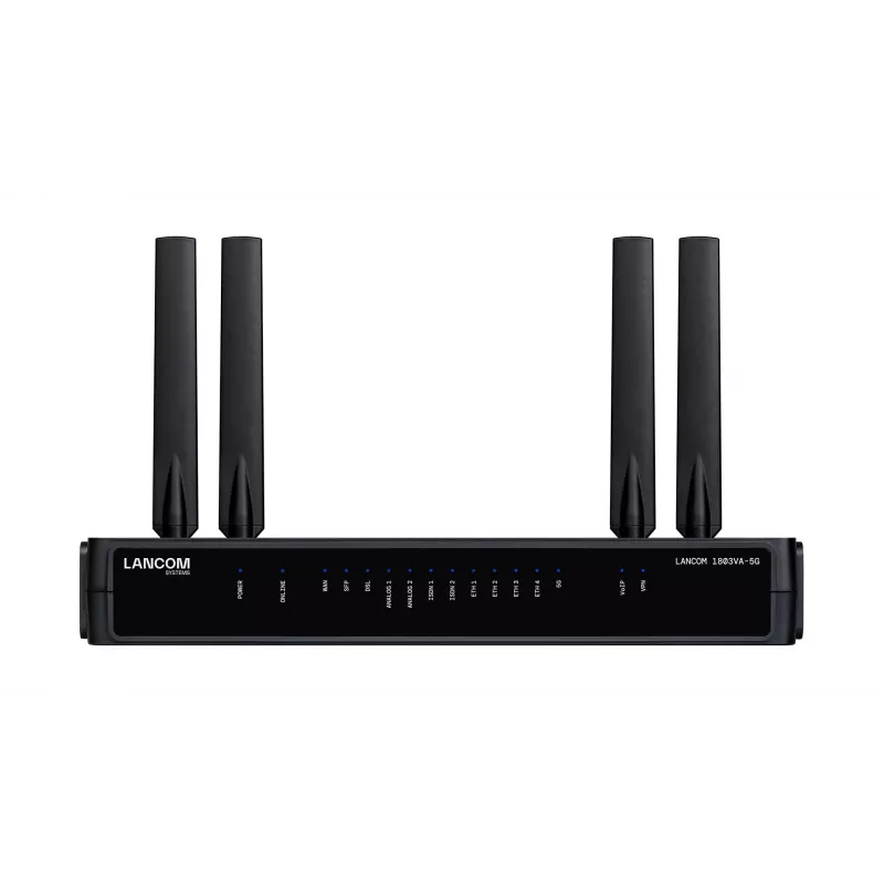 Reititin Lancom Systems LANCOM 1803VA-5G (EU) — 5G, Gigabit Ethernet, ulkoinen SMA-antenni, 1 tuuletin, AES/3DES-salaus
