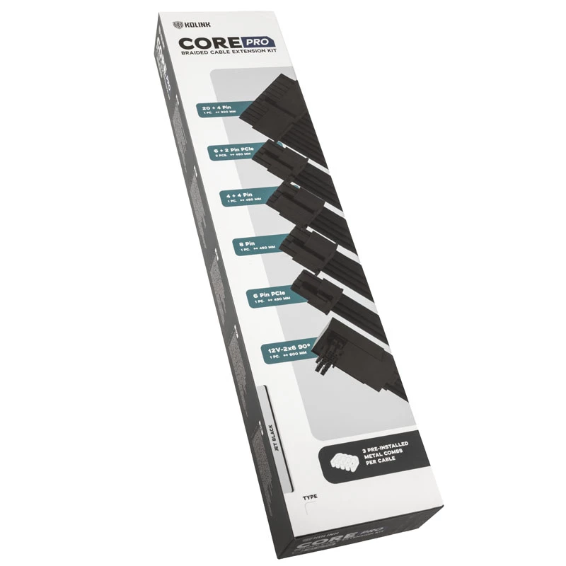 Jatkokaapelisarja Kolink Core Pro COREPRO-EK-12VT2-BLK 12V 2x6-Pin musta
