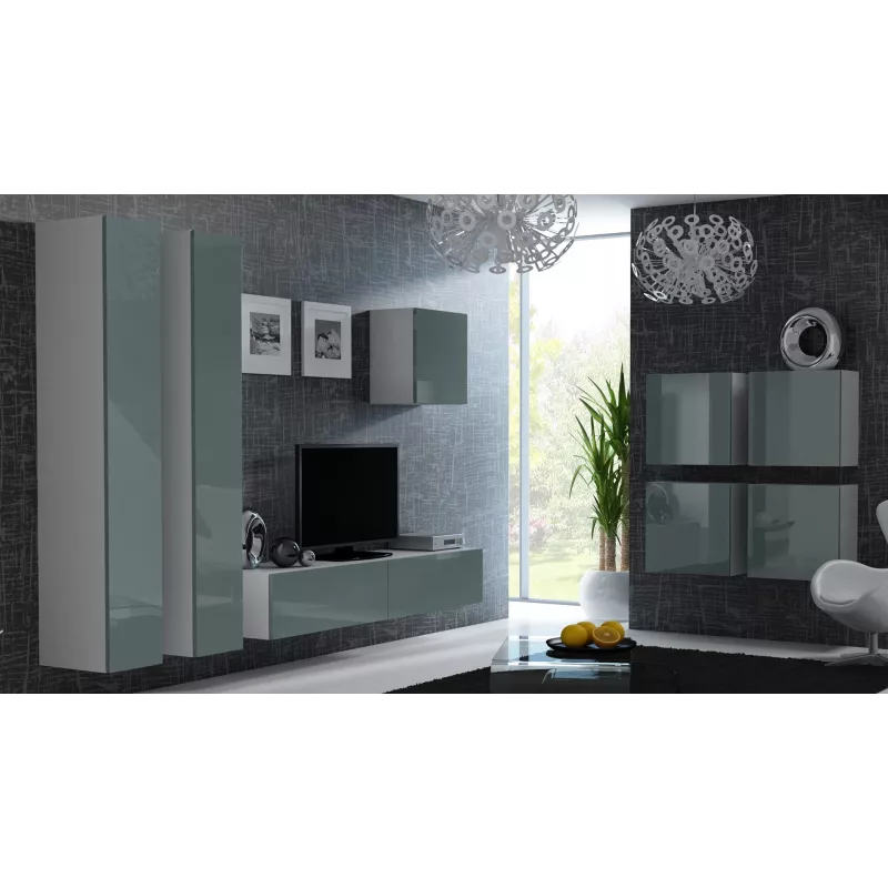 Cama Square kaappi VIGO 50/50/30 valkoinen/harmaa kiiltävä