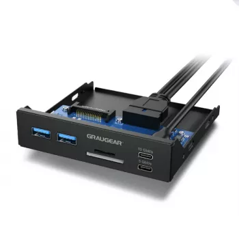 Graugear USB-keskitin + kortinlukija Multi etupaneeli, Type-C USB retail (G-MP01CR)