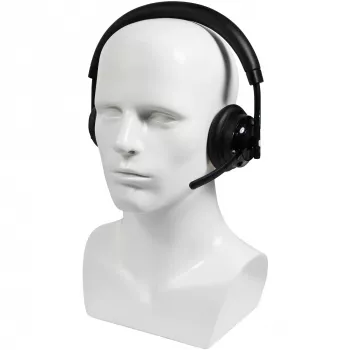 Langaton kuulokemikrofoni Plusonic W320 Dual DECT Stereo — langaton DECT-stereokuulokemikrofoni, kaksoistukiasematuki