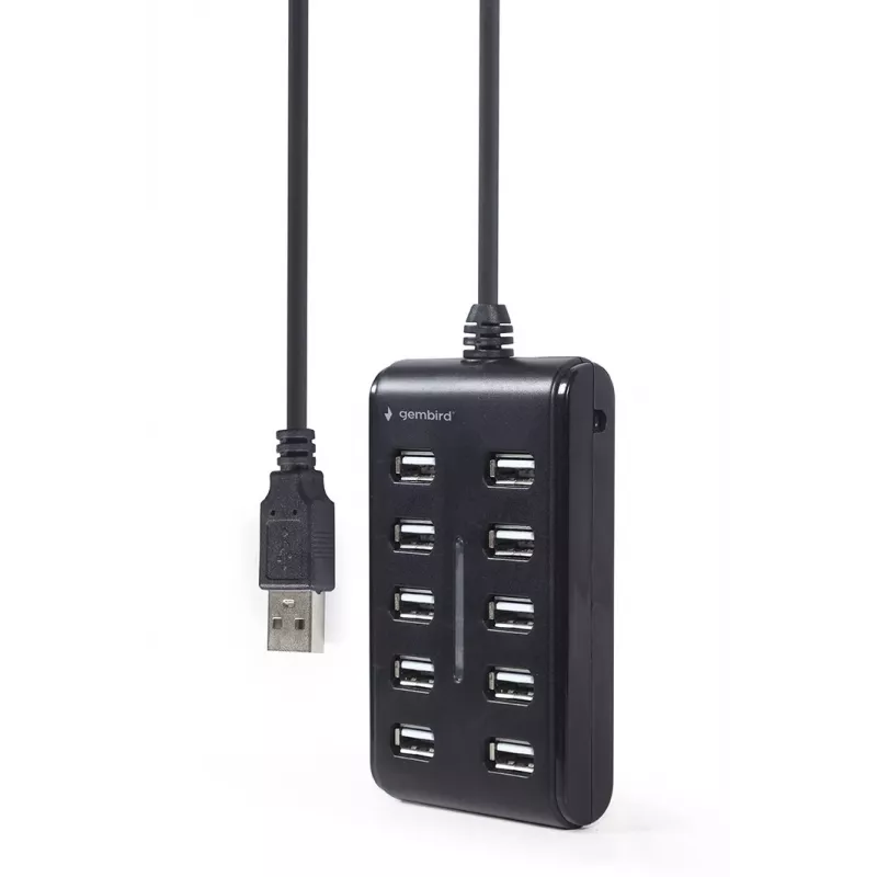 USB-keskitin Gembird UHB-U2P10P-01 — 10-porttinen USB 2.0 -keskitin