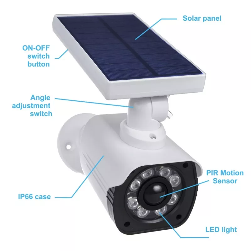 Valvontakamera aurinko-dummykamera LED-valolla SOL1800S CEE
