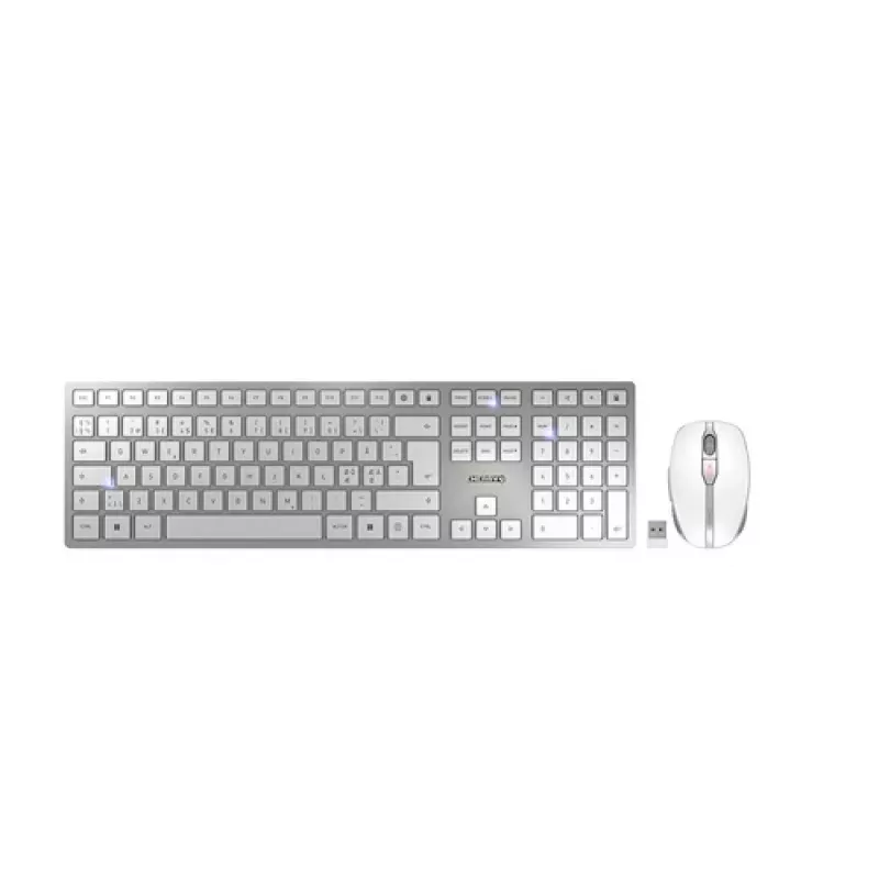 CHERRY DW 9100 ohut näppäimistö ja hiiri sisältyy yleiskäyttöön RF langaton + Bluetooth Nordic hopea