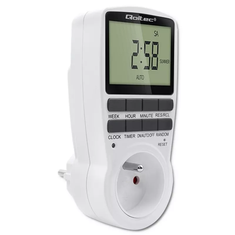 Elektroninen ajastin QOLTEC PC0628 LCD-näytöllä, 24 tunnin countdown
