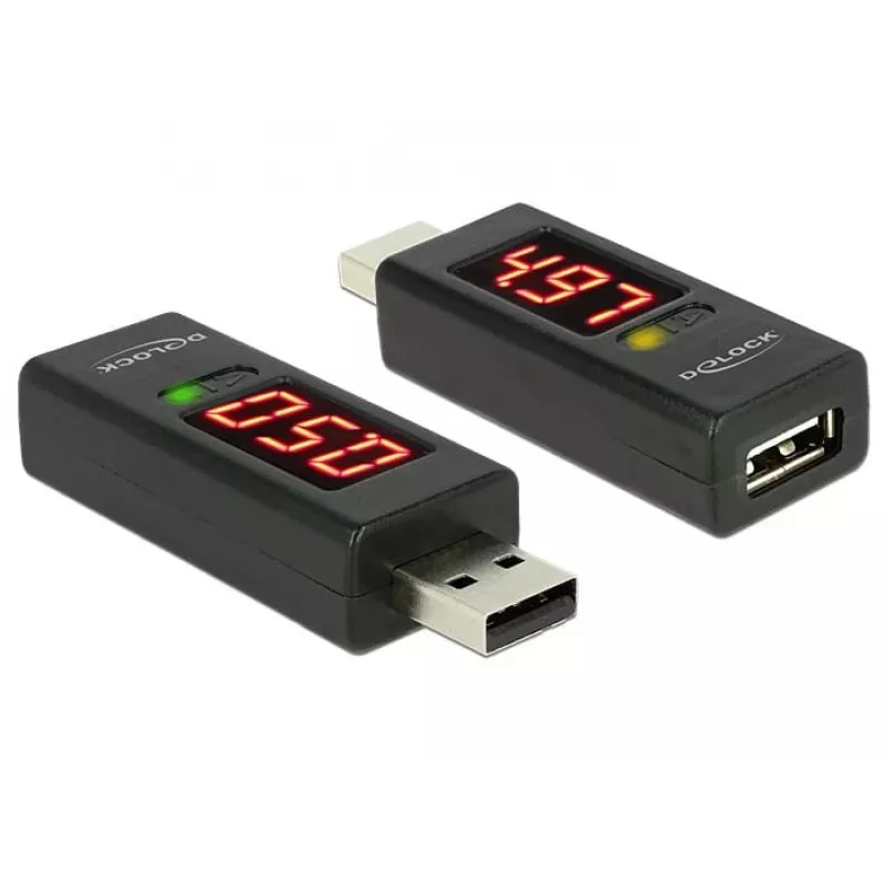 DeLOCK 65569 USB 2.0 -jännite- ja virtatesteriadapteri, musta