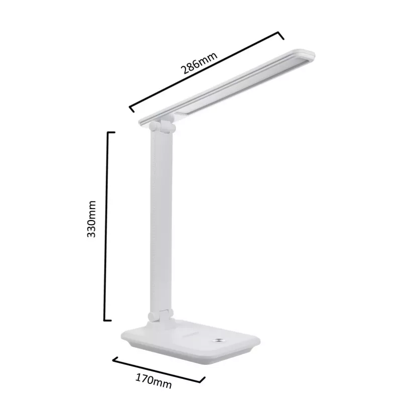 LED-työpöytävalaisin MACLEAN MCE614W 9 W, valkoinen, kallistussäädettävä ja himmennettävä
