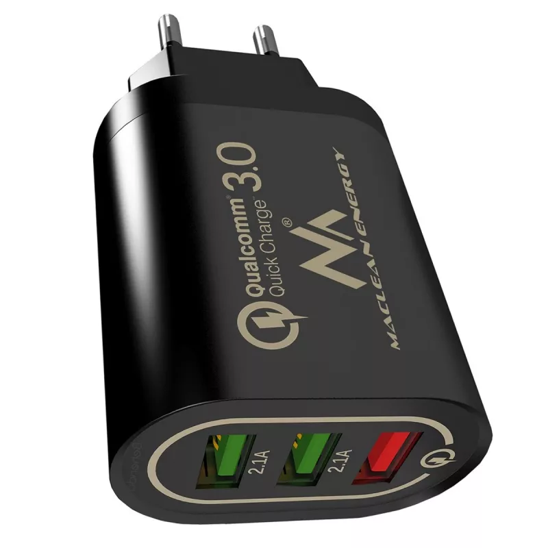 USB-seinälaturi MACLEAN MCE479B — 3x USB-liitäntää, 18W kokonaisteho, kompakti