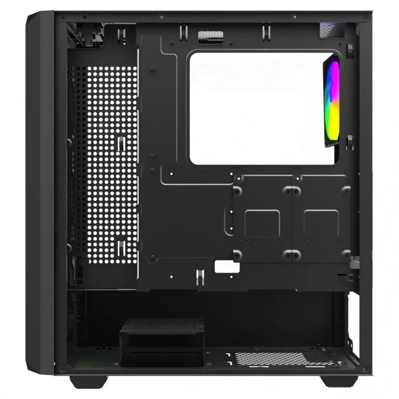Savio Noctis Glass RGB Cube tietokonekotelo, ATX/Micro-ATX/Mini-ITX, karkaistua lasia oleva etuosa, RGB-tuulettimet, musta