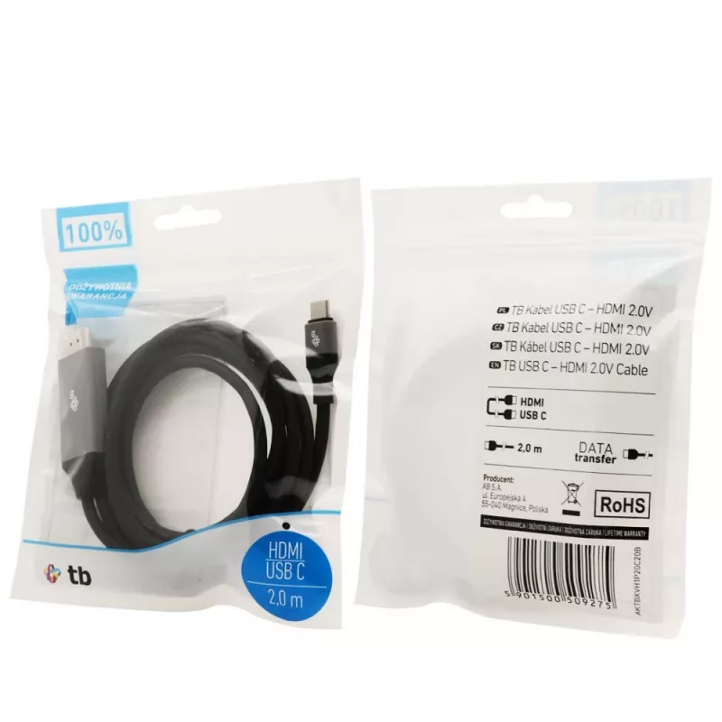 TB kaapeli HDMI 2.0V - USB 3.1 Type C (AKTBXVH1P20C20B)