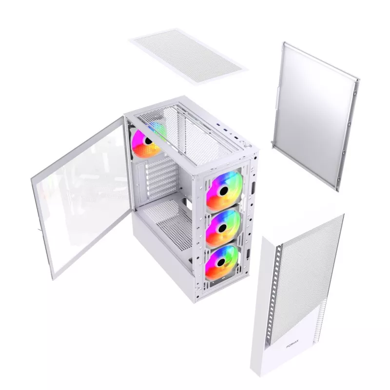 PC-kotelo Midi-Tower Fornax 4300 ATX valkoinen