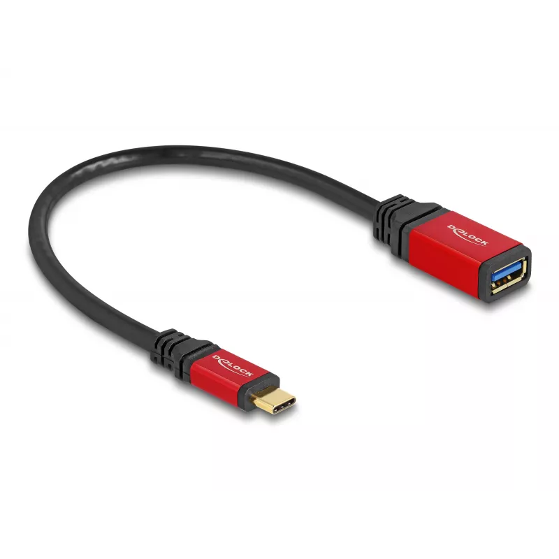 USB-sovitin DeLOCK 60172 USB Type-C uros - USB Type-A naaras 10 Gbit/s 15 cm punainen metalli