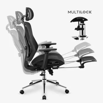 Kiertotuoli mark adler MA-EXPERT 5.7 — ergonominen verkkotoimistotuoli, korkeussäädettävä, niskatuki, käsinojat, jalkatuki, musta