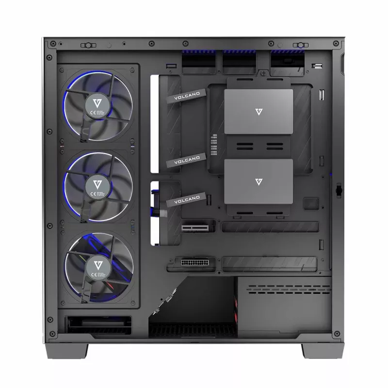 PC-kotelo MODECOM Volcano Stellar 5F ATX Midi Tower, karkaistu lasi, 5 esiasennettua tuuletinta, USB‑C, tukee microATX/ATX, max. GPU 420 mm, CPU-jäähdyttimen korkeus 175 mm