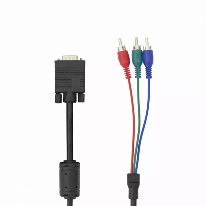 SBOX VGA–3×RCA-kaapeli VGA-1022 M/M 2 m, VGA-uros kolmeen RCA-composite, 2 metrin pituus