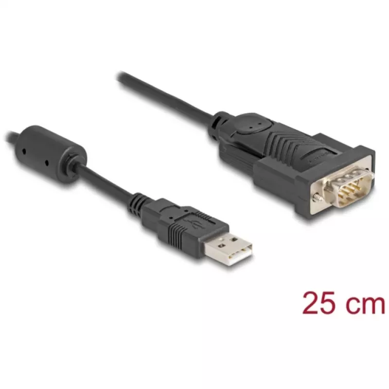DeLOCK sovitin USB 2.0 Type-A sarjaporttiin RS-232 D-Sub 9-napainen uros 0,25 m