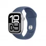 Apple Watch S10 alumiini Cellular 42mm hopea (Sportarmband Denim) S/M