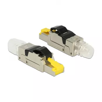 Johdinliitin RJ45 DeLOCK 86485 musta hopea läpinäkyvä keltainen