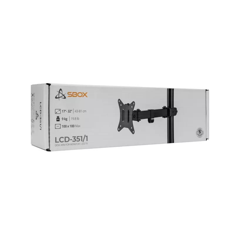 SBOX LCD-seinäteline LCD-351/1-2 17–32 tuuman näytöille, enintään 9 kg, VESA 100x100