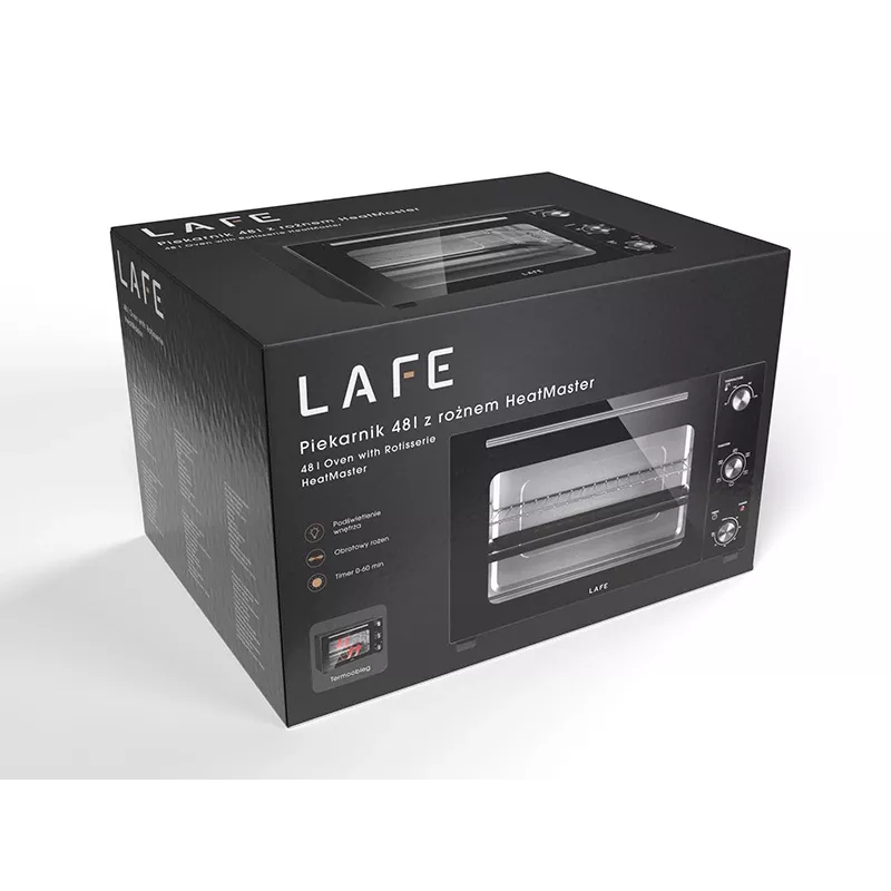 LAFE HeatMaster PIW-005 sähköuuni, 48 L, 1800 W, kiertoilma, grillivarras