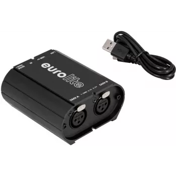 DMX-liitäntä EUROLITE USB/LAN-DMX 2x512ch (malli 51860117) — USB- ja Ethernet-liitäntä valaistuksen ohjaukseen
