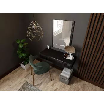 Meikkipöytä peilillä cama meble PAFOS 80×41,6×100 cm, MDF-runko, 1 laatikko, matta musta