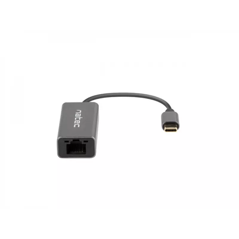 Natec Cricket NNC-1925 USB-C 3.1 Gen 1 – RJ45 Ethernet-sovitin, 1000 Mbit/s, 15 cm kaapeli, alumiini, harmaa