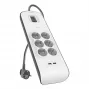 Pistorasialista Belkin BSV604VF2M-V2 — 6 pistorasiaa, 2× USB-A, 2 m johto