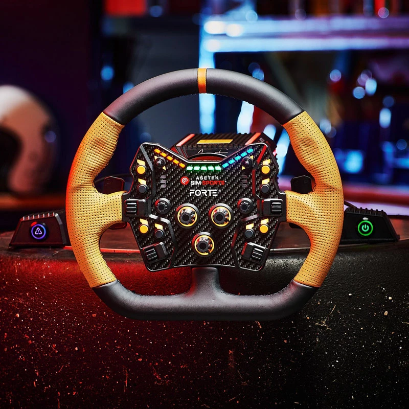 Sim-racing-ratti Asetek SimSports GT Rim Closed D nahka oranssi